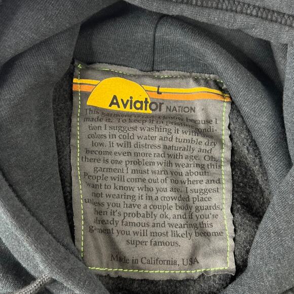 Aviator Nation Bolt Heart Pullover Relaxed Hoodie in Charcoal Size Large NEW - Picture 3 of 7